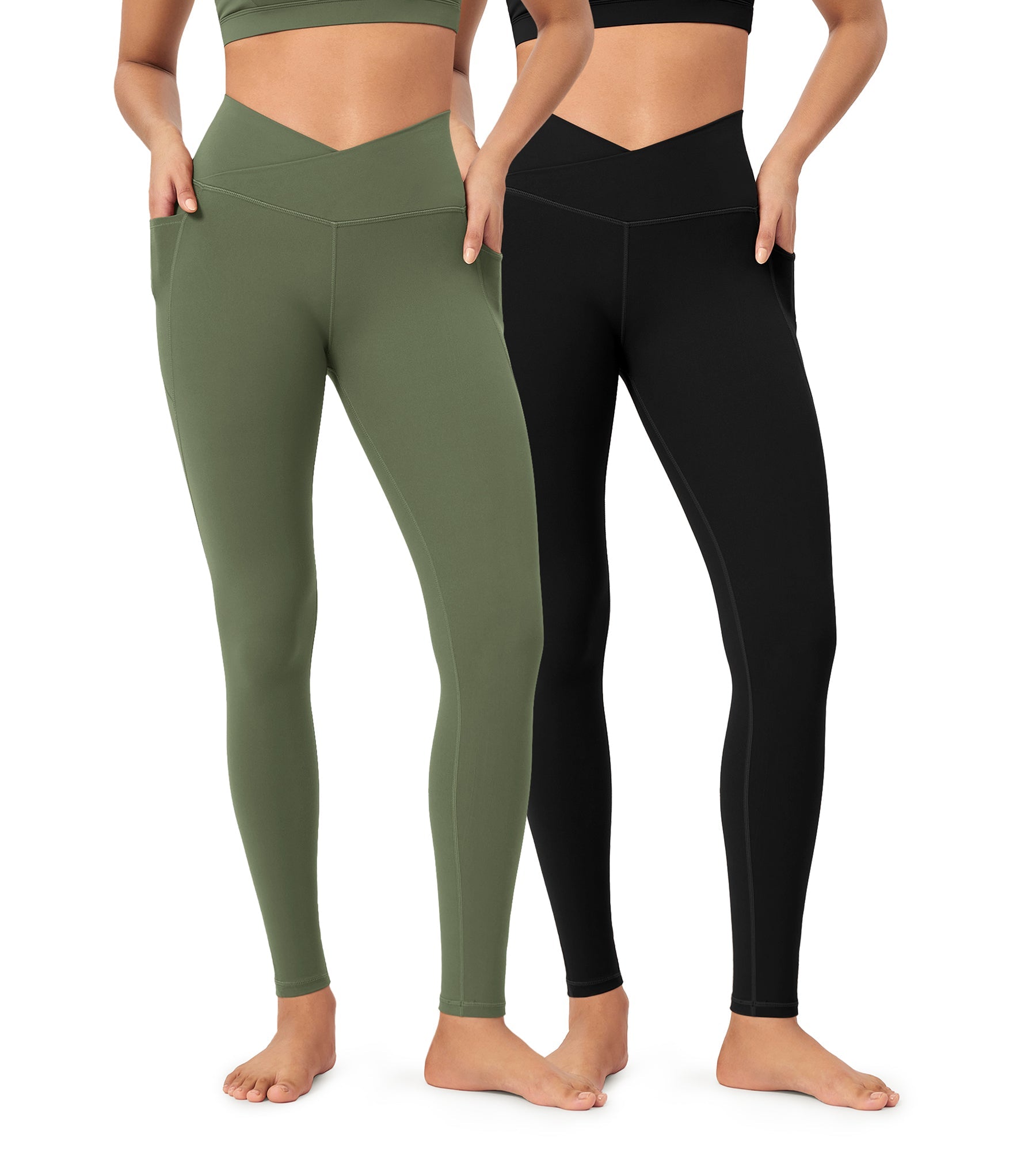 2-Pack 28 ODCLOUD Crossover Lounge Yoga Waist Leggings with Pockets - ododos