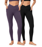 2-Pack 28" ODCLOUD Crossover Lounge Yoga Waist Leggings with Pockets - ododos