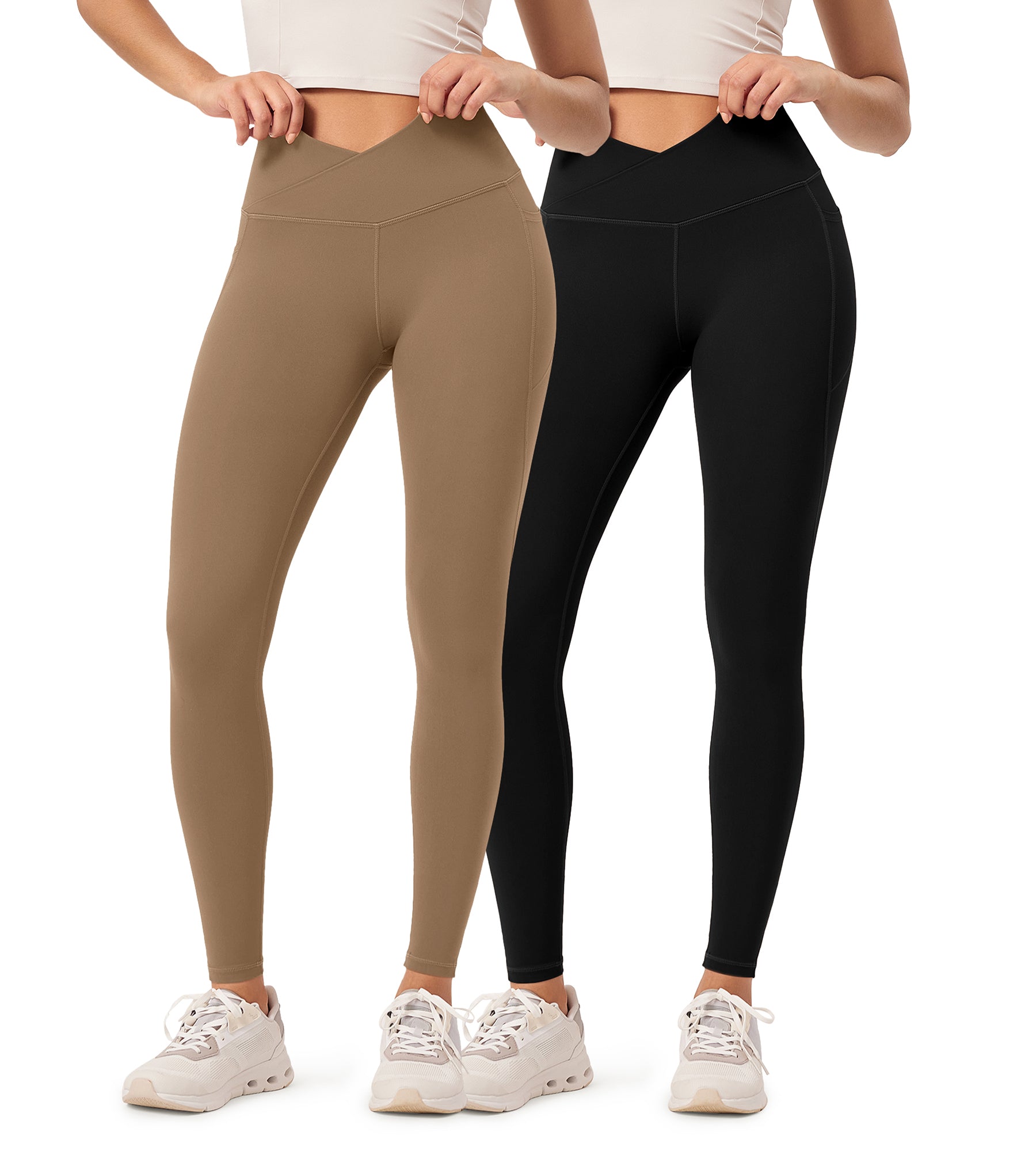 2-Pack 28" ODCLOUD Crossover Lounge Yoga Waist Leggings with Pockets - ododos