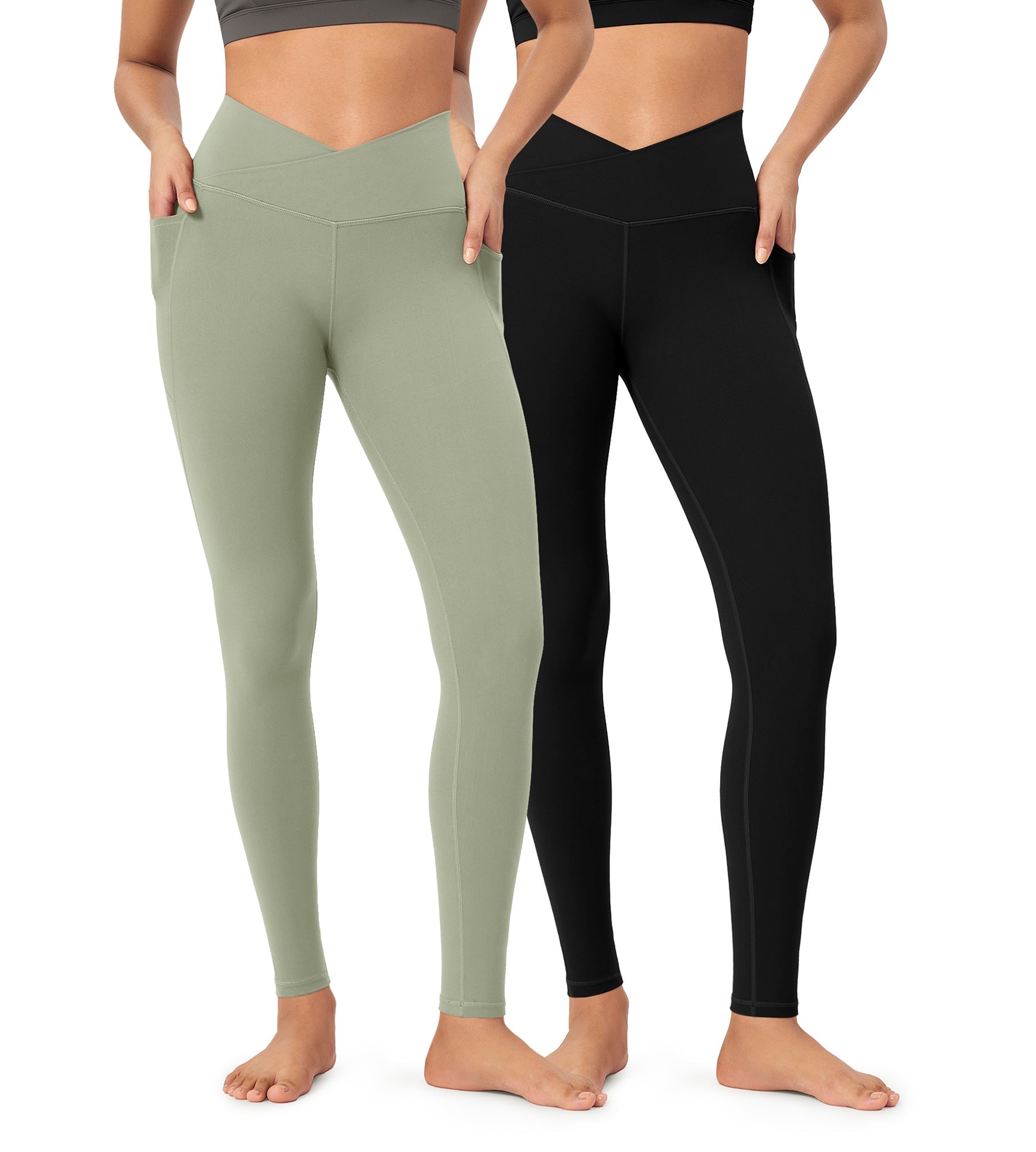 2-Pack 28 ODCLOUD Crossover Lounge Yoga Waist Leggings with Pockets - ododos