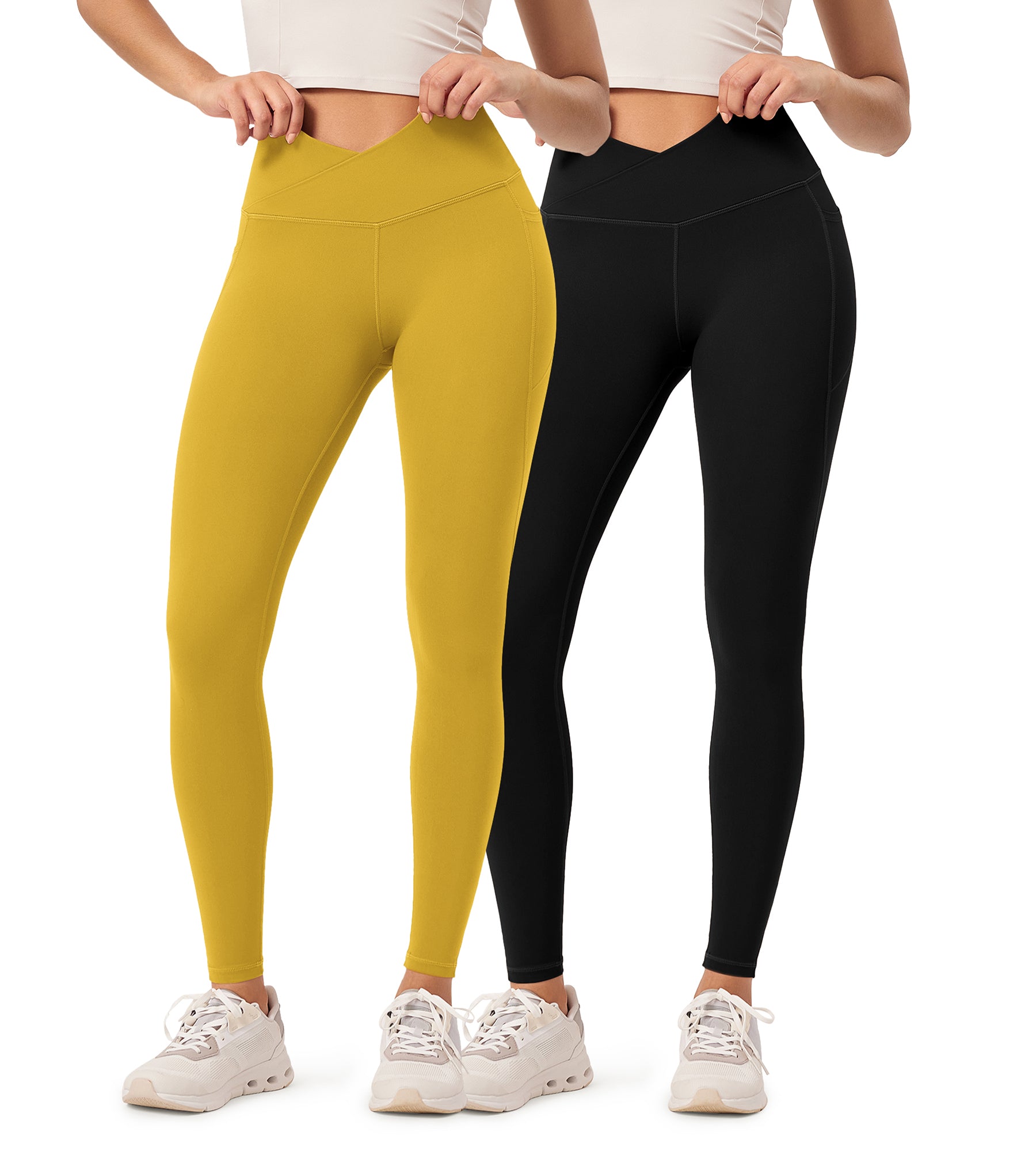 2-Pack 28" ODCLOUD Crossover Lounge Yoga Waist Leggings with Pockets - ododos