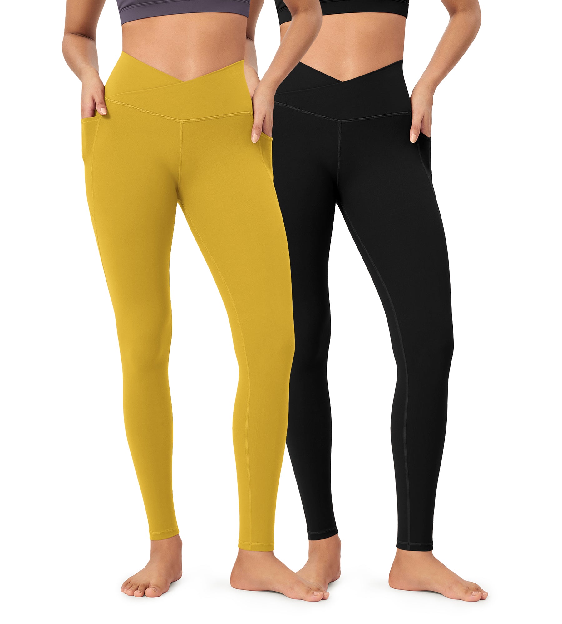 2-Pack 28" ODCLOUD Crossover Lounge Yoga Waist Leggings with Pockets - ododos