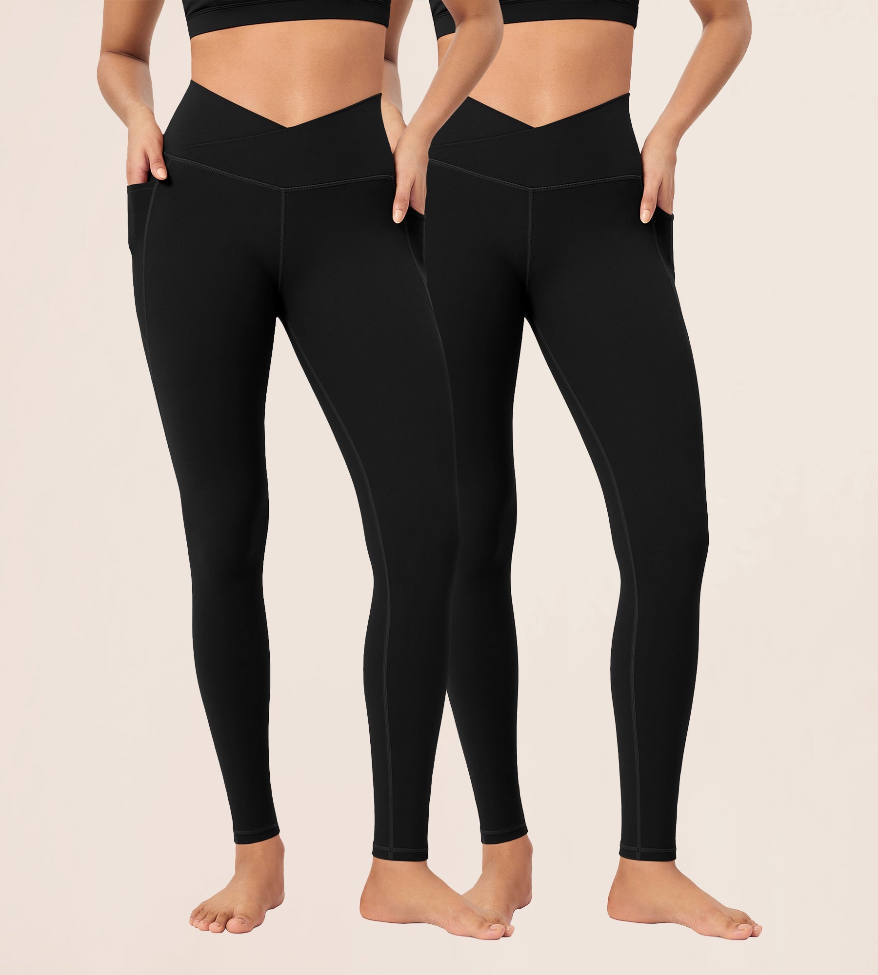 2-Pack 28 ODCLOUD Crossover Lounge Yoga Waist Leggings with Pockets - ododos