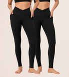 2-Pack 28" ODCLOUD Crossover Lounge Yoga Waist Leggings with Pockets - ododos