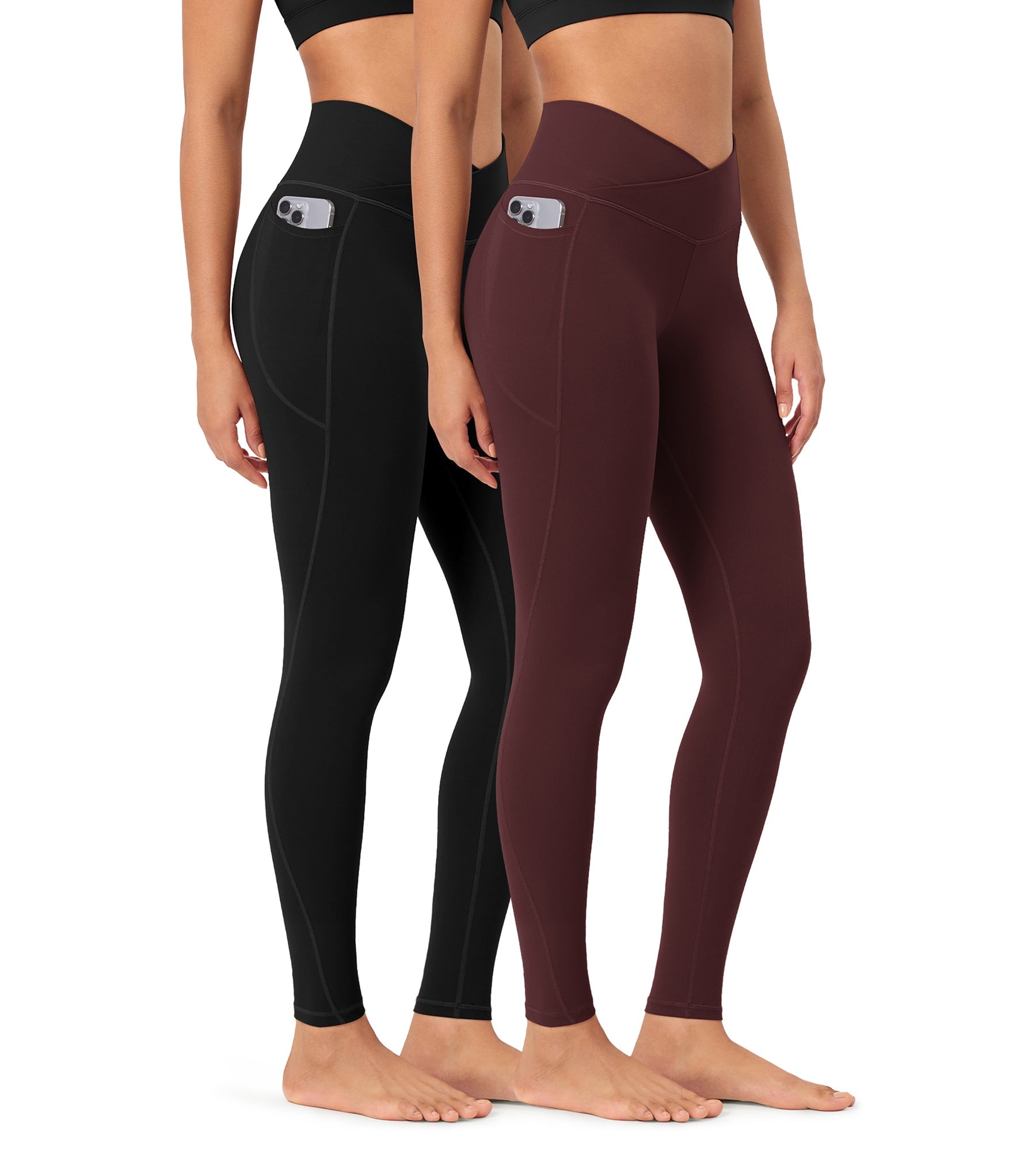 2-Pack 28 ODCLOUD Crossover Lounge Yoga Waist Leggings with Pockets - ododos