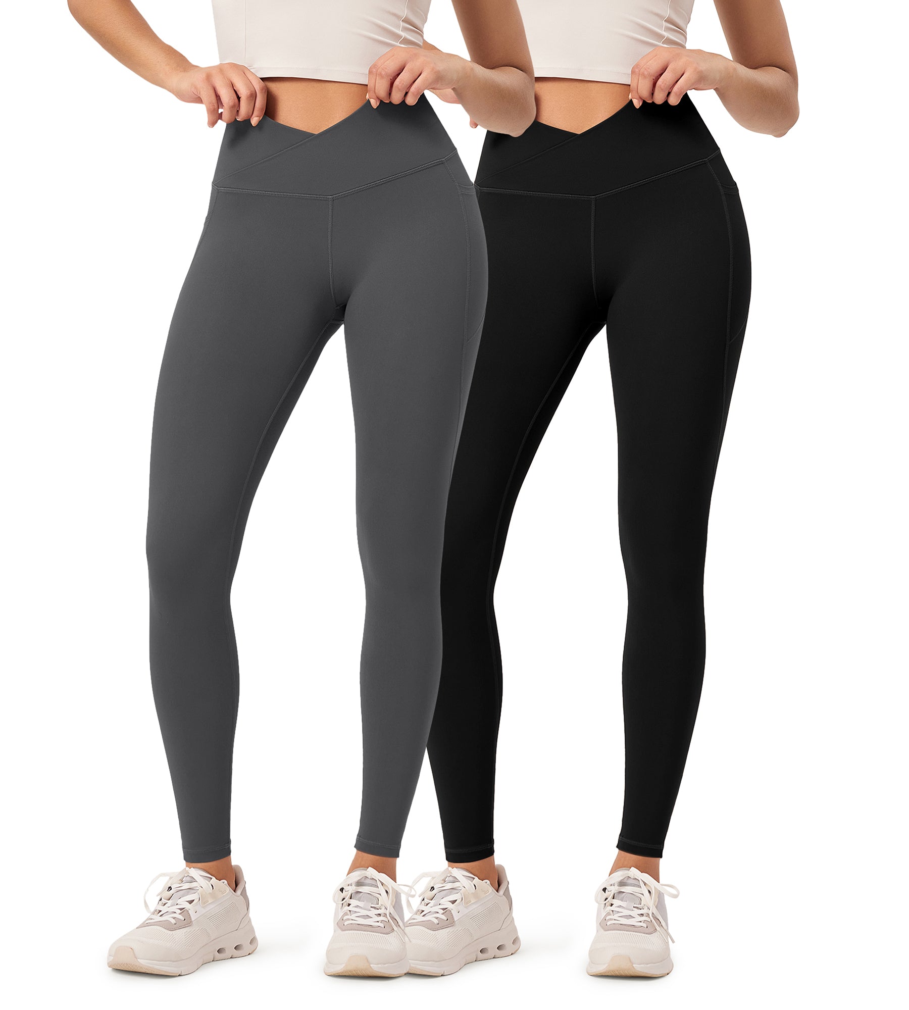 2-Pack 28" ODCLOUD Crossover Lounge Yoga Waist Leggings with Pockets - ododos