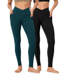 2-Pack 28" ODCLOUD Crossover Lounge Yoga Waist Leggings with Pockets - ododos