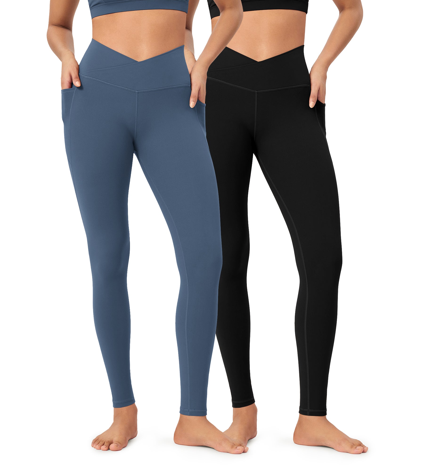 2-Pack 28 ODCLOUD Crossover Lounge Yoga Waist Leggings with Pockets - ododos