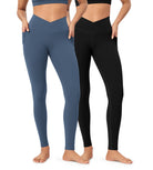 2-Pack 28" ODCLOUD Crossover Lounge Yoga Waist Leggings with Pockets - ododos