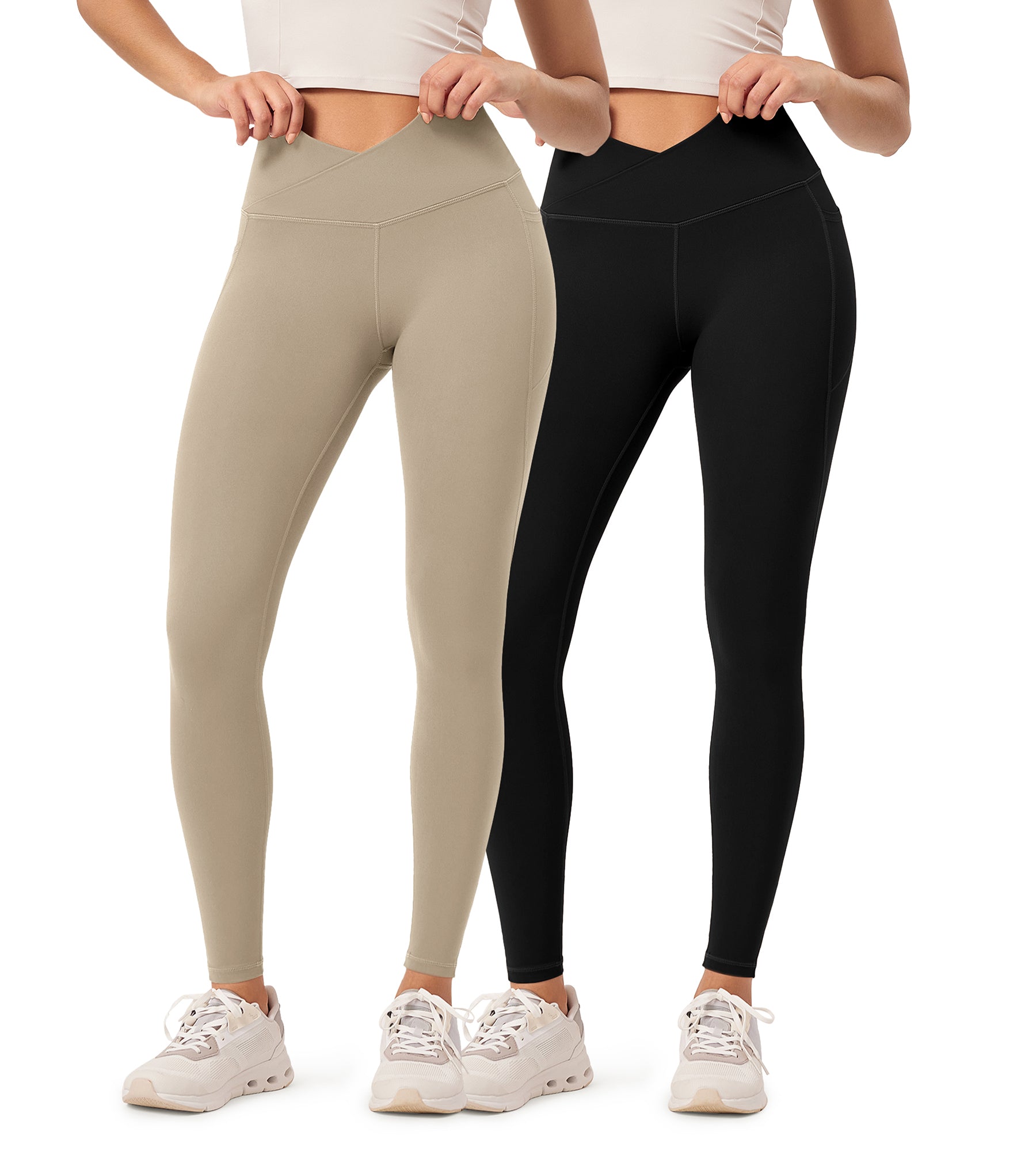 2-Pack 28" ODCLOUD Crossover Lounge Yoga Waist Leggings with Pockets - ododos