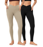 2-Pack 28" ODCLOUD Crossover Lounge Yoga Waist Leggings with Pockets - ododos