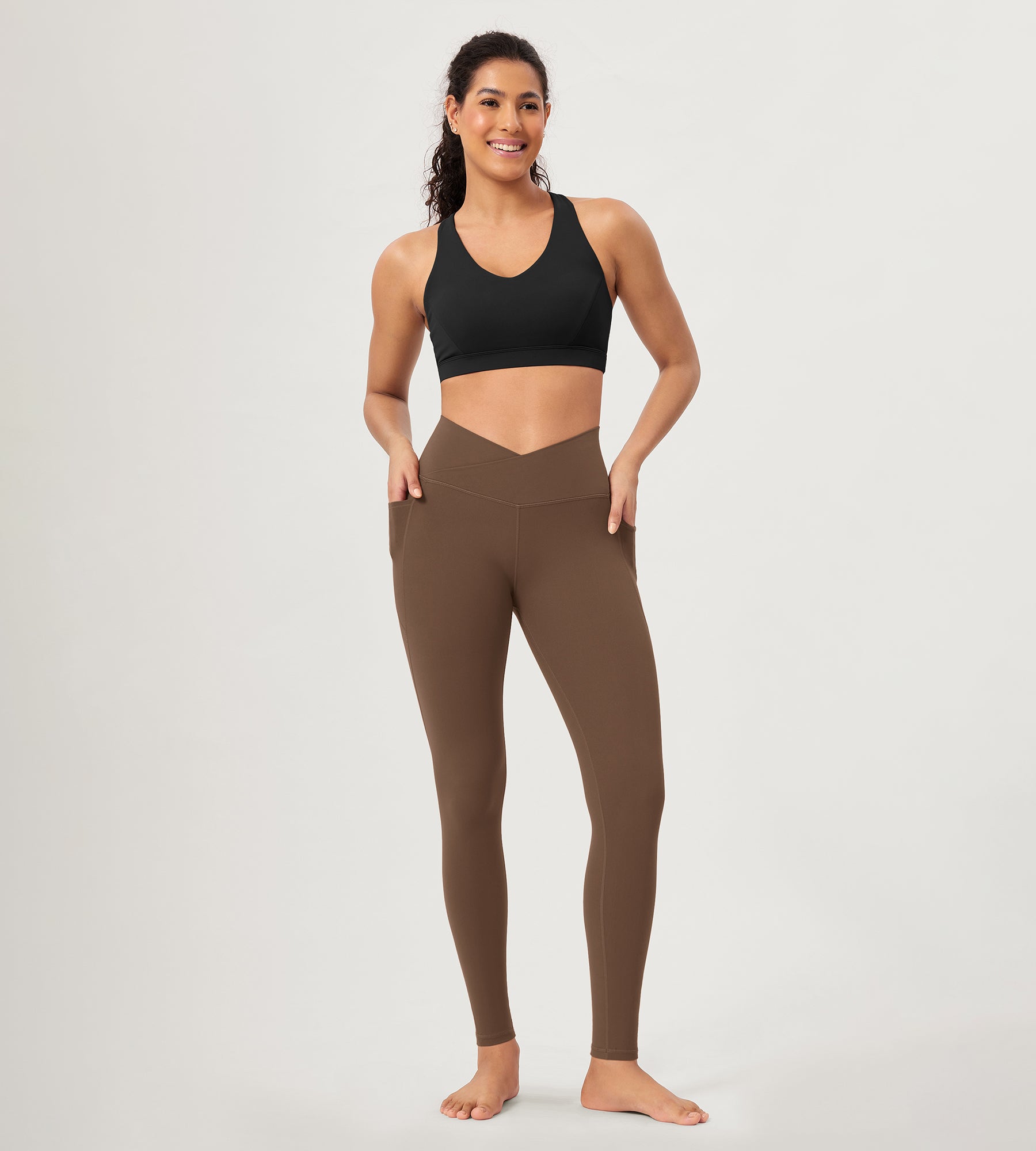 28 ODCLOUD Crossover Lounge Yoga Waist Leggings with Pockets - ododos