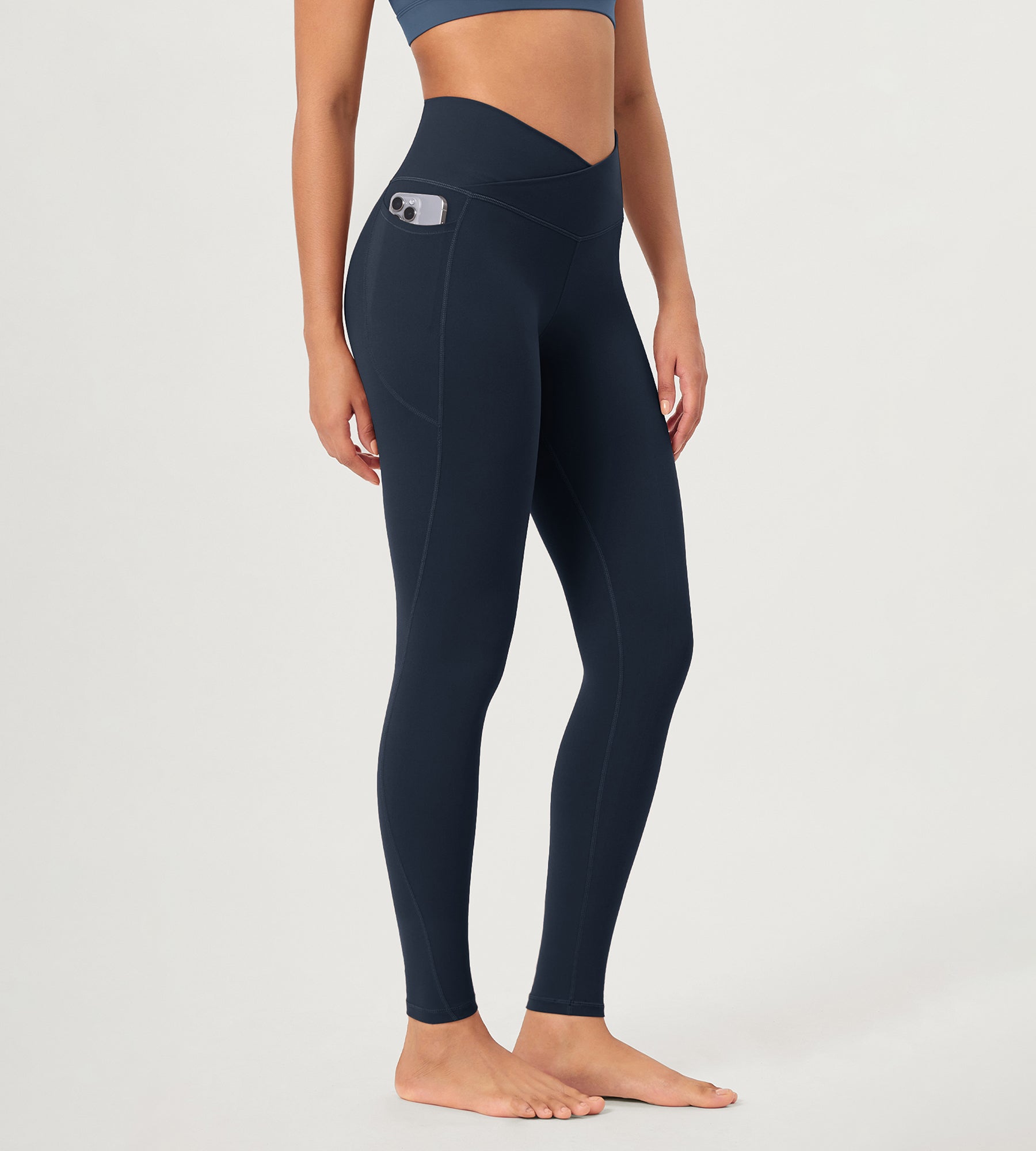 28 ODCLOUD Crossover Lounge Yoga Waist Leggings with Pockets Deep Navy - ododos