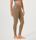 28" ODCLOUD Crossover Lounge Yoga Waist Leggings with Pockets Light Brown - ododos