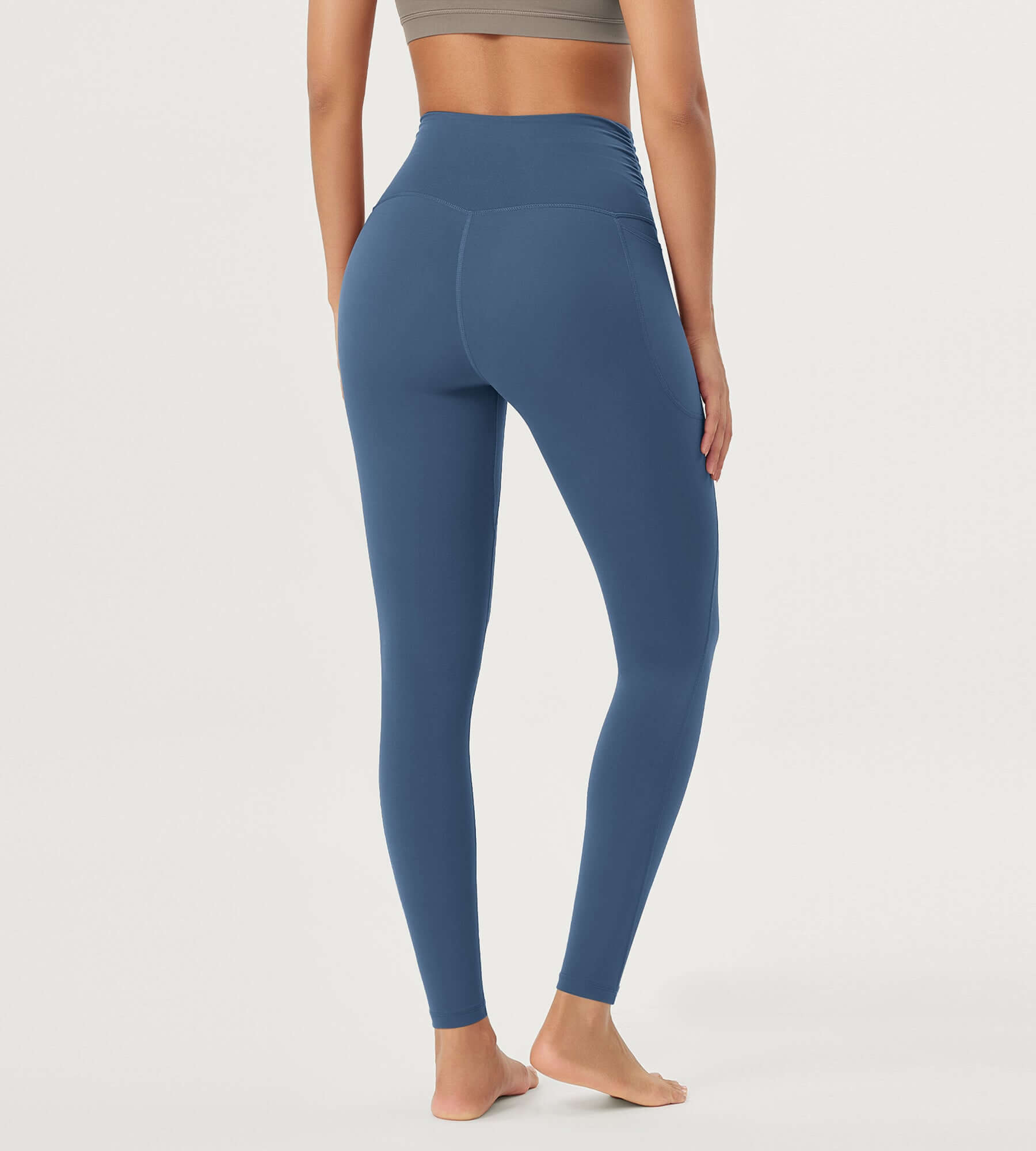 25 / 28 Gathered Crossover Lounge Yoga Leggings with Pockets - ododos