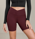 Cloud Feeling Cross Waist Yoga Shorts with Pockets - ododos