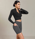 Cloud Feeling Cross Waist Yoga Shorts with Pockets - ododos