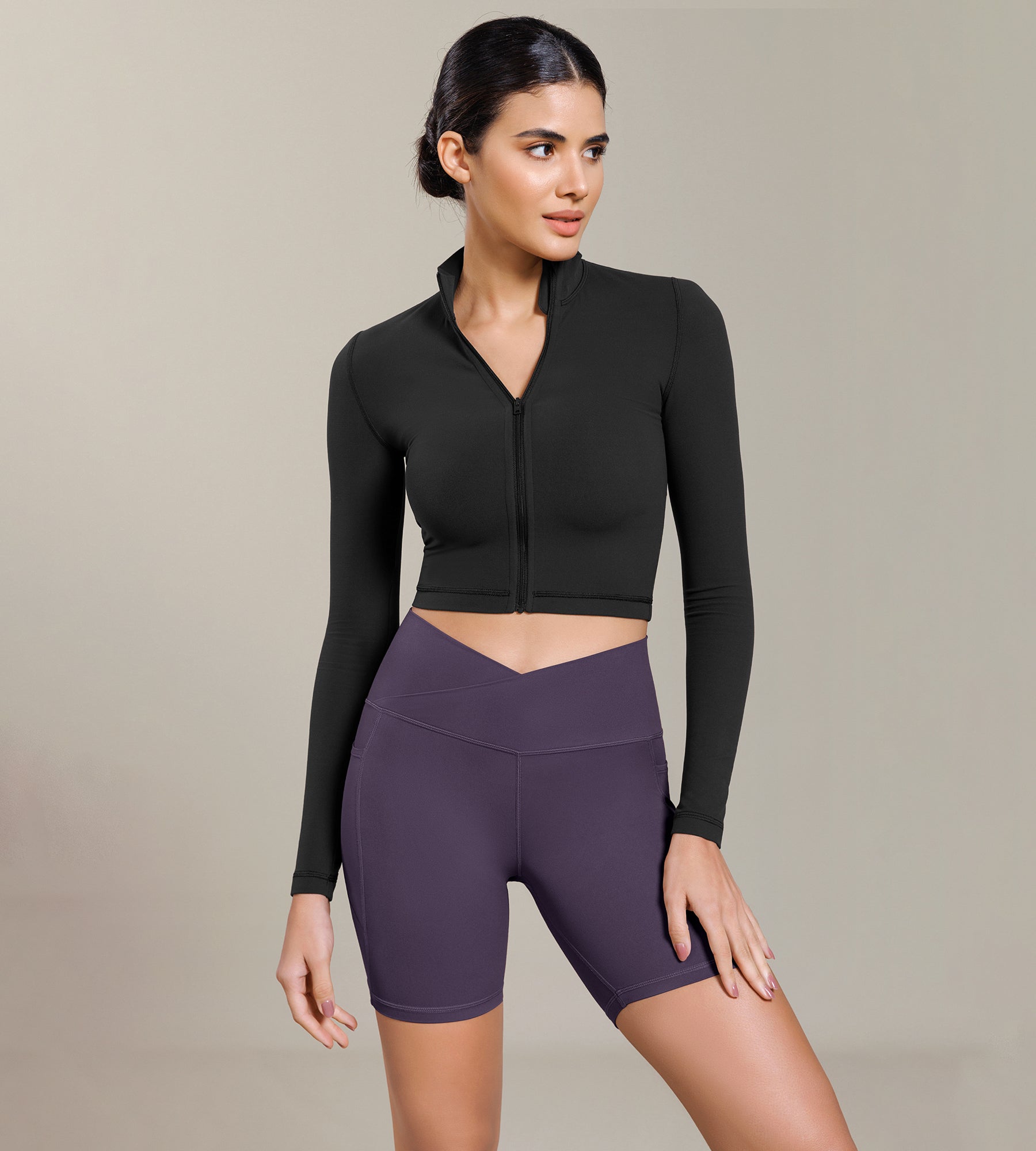 Cloud Feeling Cross Waist Yoga Shorts with Pockets - ododos