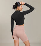 Cloud Feeling Cross Waist Yoga Shorts with Pockets - ododos