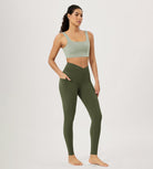 28" Gathered Crossover Workout Waist Yoga Leggings with Pockets - ododos