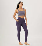 28" Gathered Crossover Workout Waist Yoga Leggings with Pockets - ododos