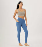 28" Gathered Crossover Workout Waist Yoga Leggings with Pockets - ododos