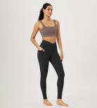 28" Gathered Crossover Workout Waist Yoga Leggings with Pockets - ododos