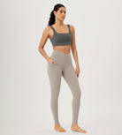 28" Gathered Crossover Workout Waist Yoga Leggings with Pockets - ododos