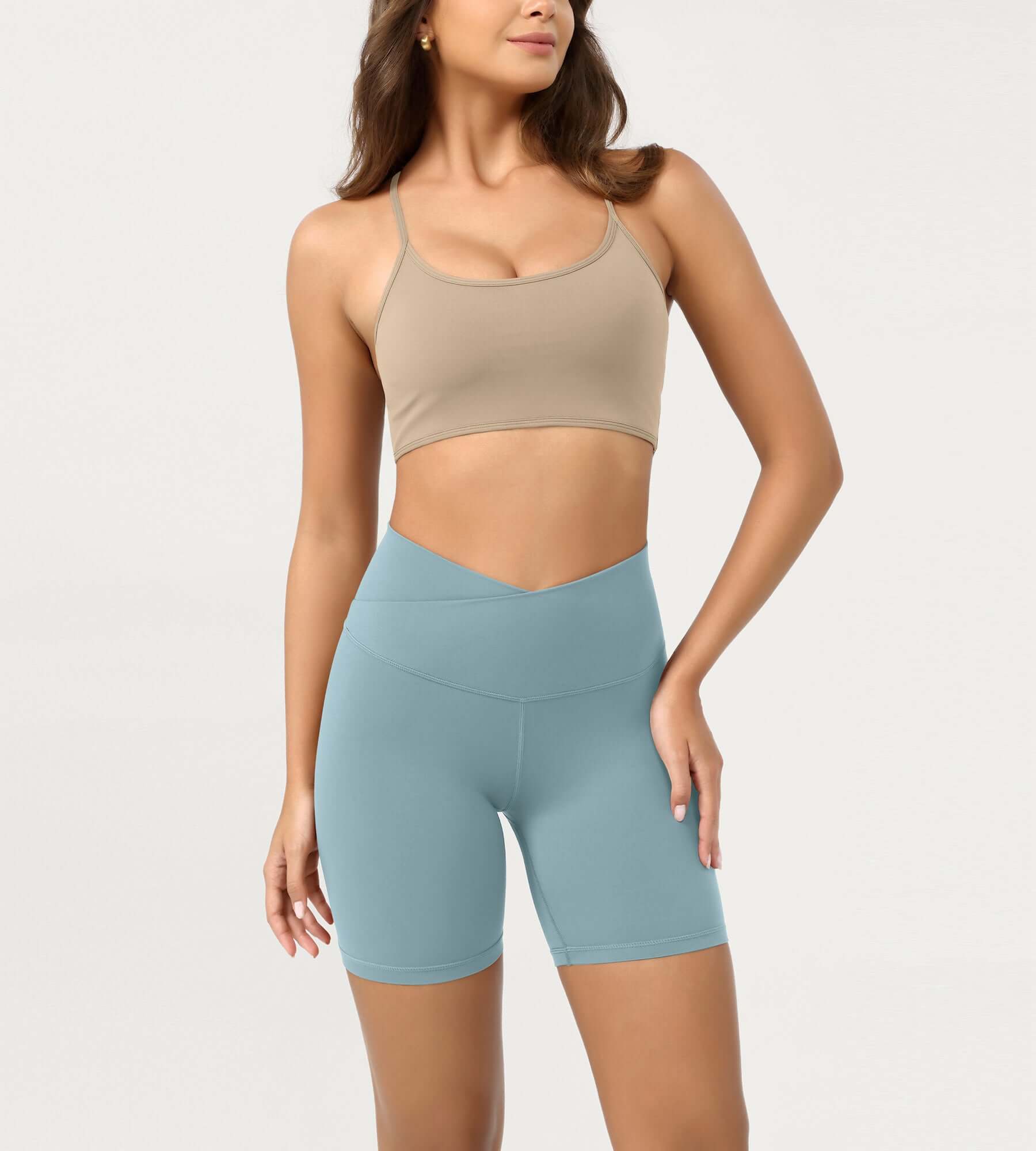 Cloud Feeling 6 Crossover Yoga Shorts Chambray - ododos