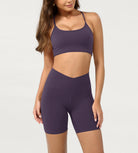 Cloud Feeling 6" Crossover Yoga Shorts Dark Purple - ododos