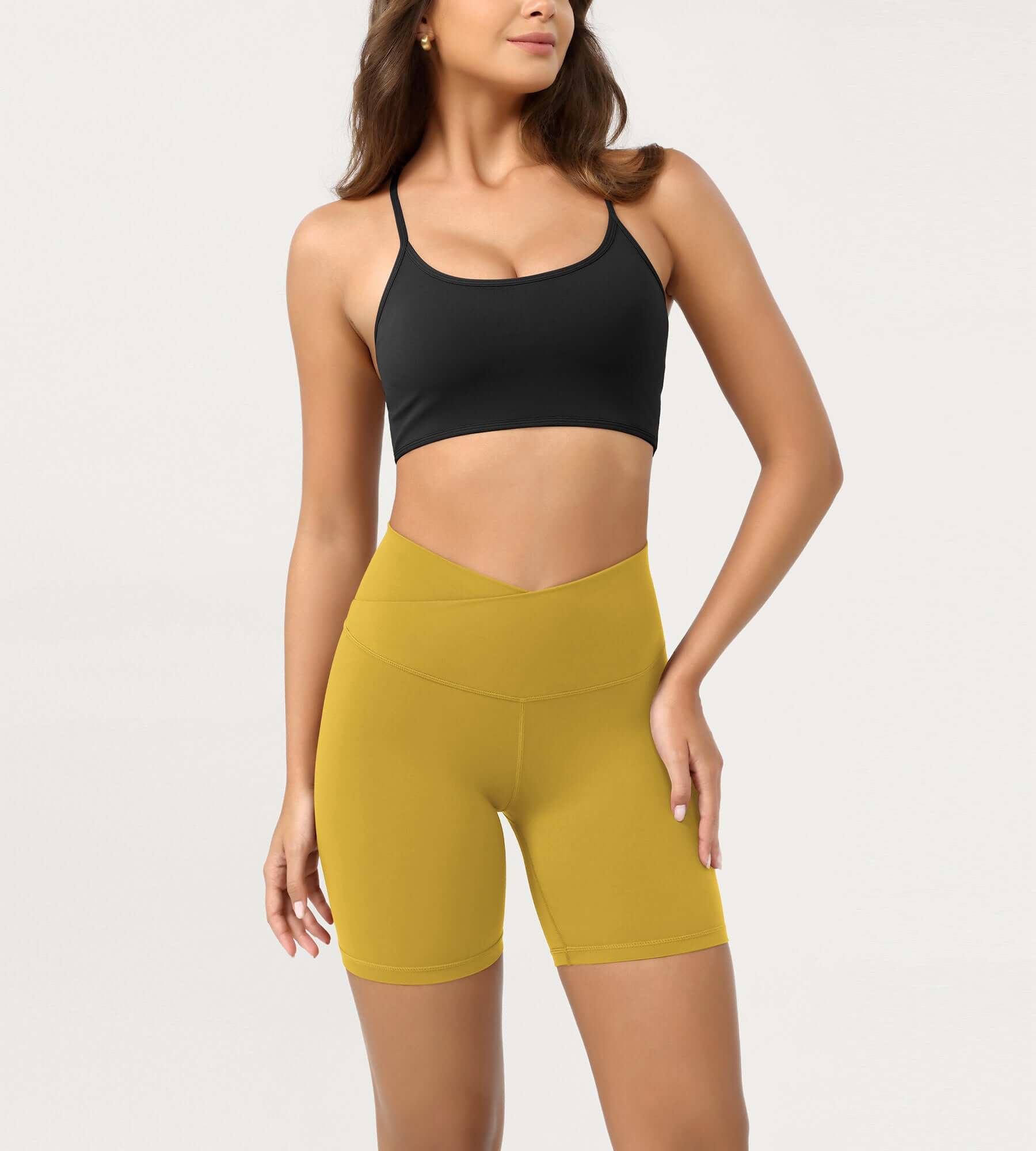 Cloud Feeling 6 Crossover Yoga Shorts Mango Mint - ododos