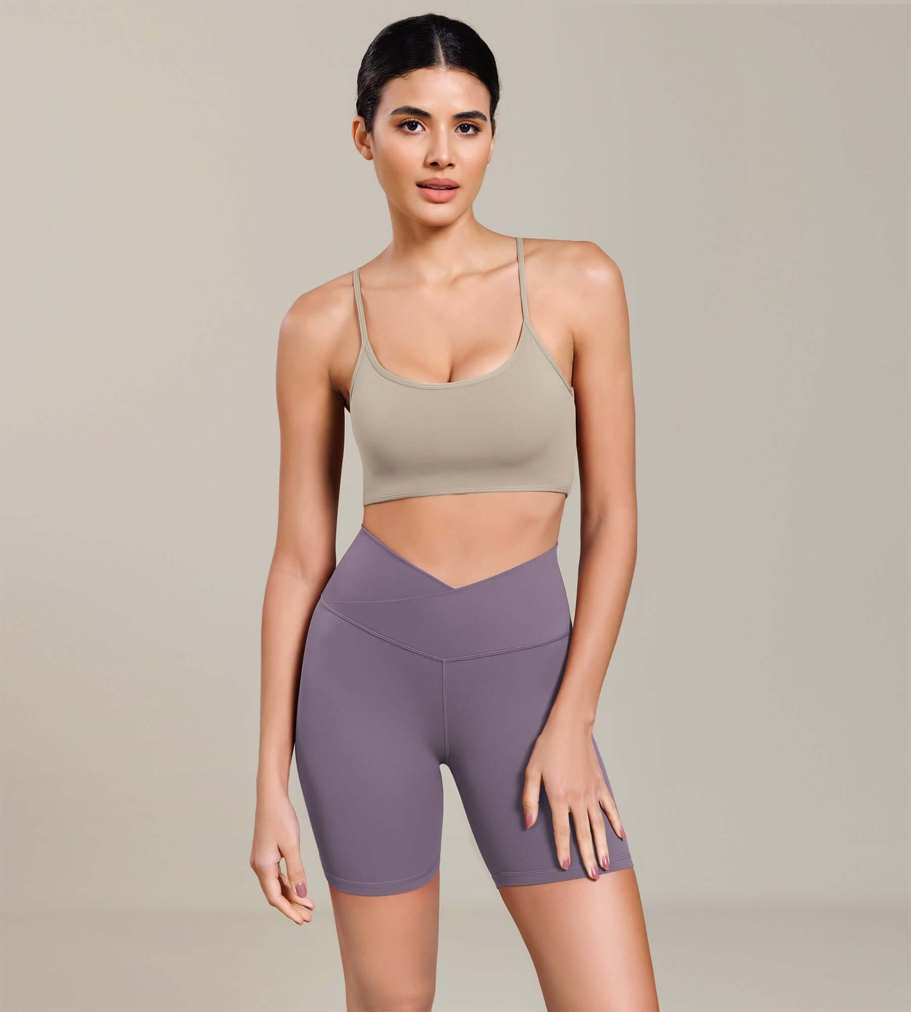 Cloud Feeling 6 Cross Waist Yoga Lounge Shorts Ash Violet - ododos