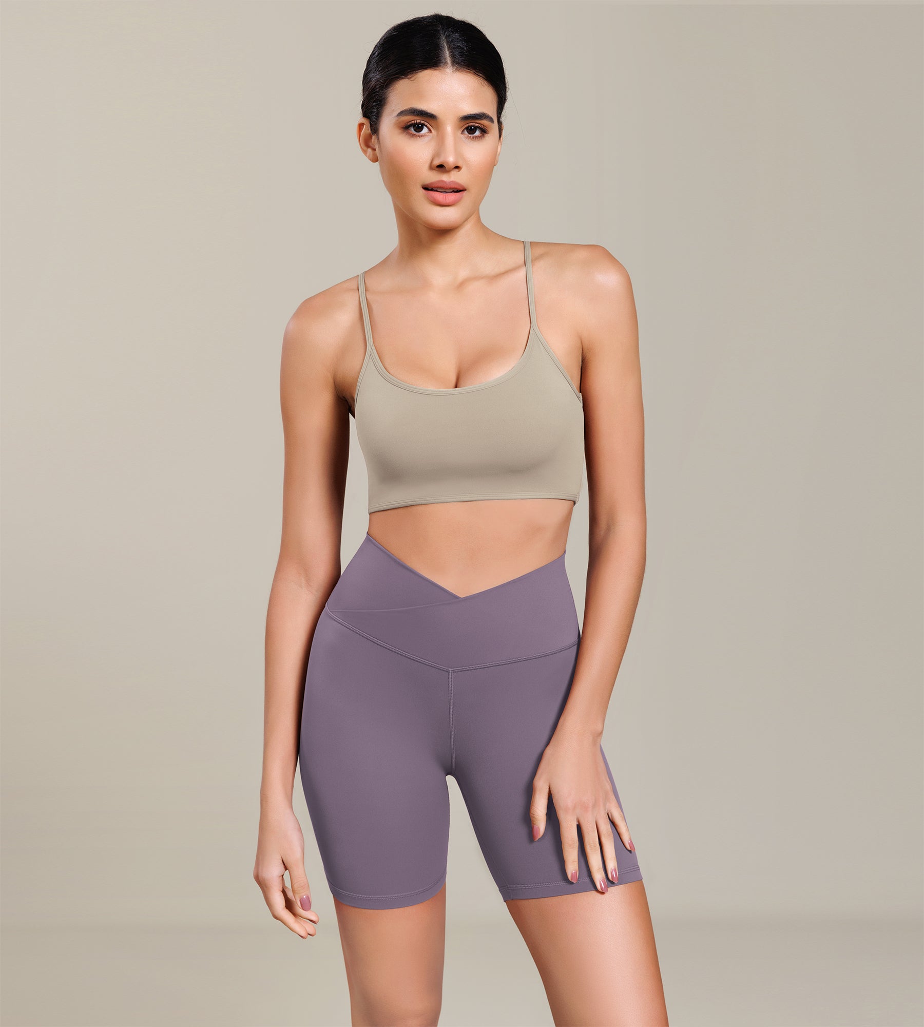 Cloud Feeling 6" Cross Waist Yoga Lounge Shorts Ash Violet - ododos