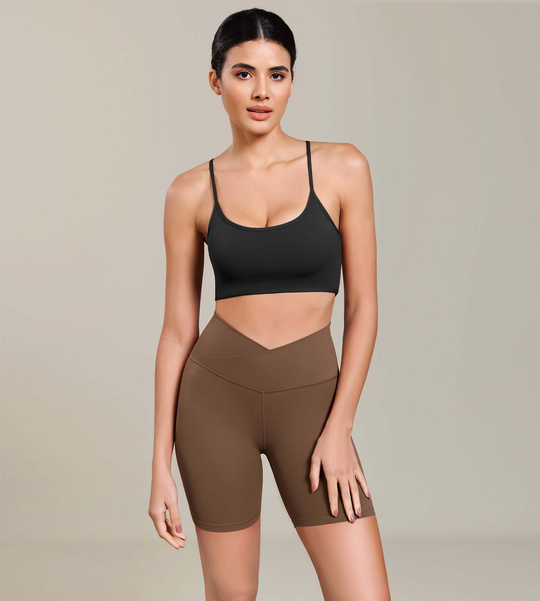 Cloud Feeling 6 Cross Waist Yoga Lounge Shorts Brunette - ododos