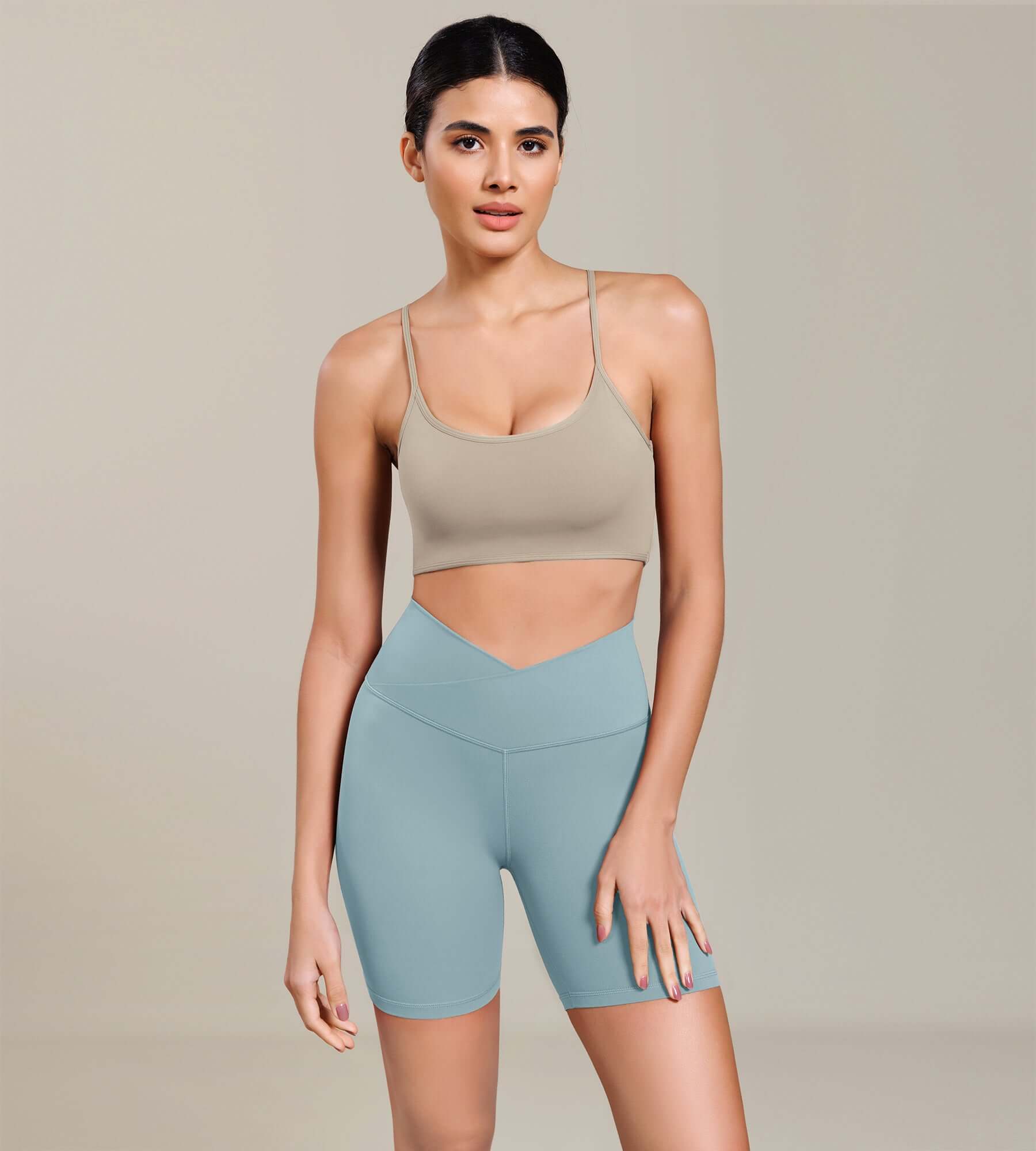 Cloud Feeling 6 Cross Waist Yoga Lounge Shorts Chambray - ododos