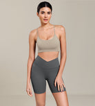 Cloud Feeling 6" Cross Waist Yoga Lounge Shorts Charcoal - ododos