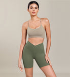 Cloud Feeling 6" Cross Waist Yoga Lounge Shorts Dark Olive - ododos