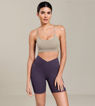 Cloud Feeling 6" Cross Waist Yoga Lounge Shorts Dark Purple - ododos