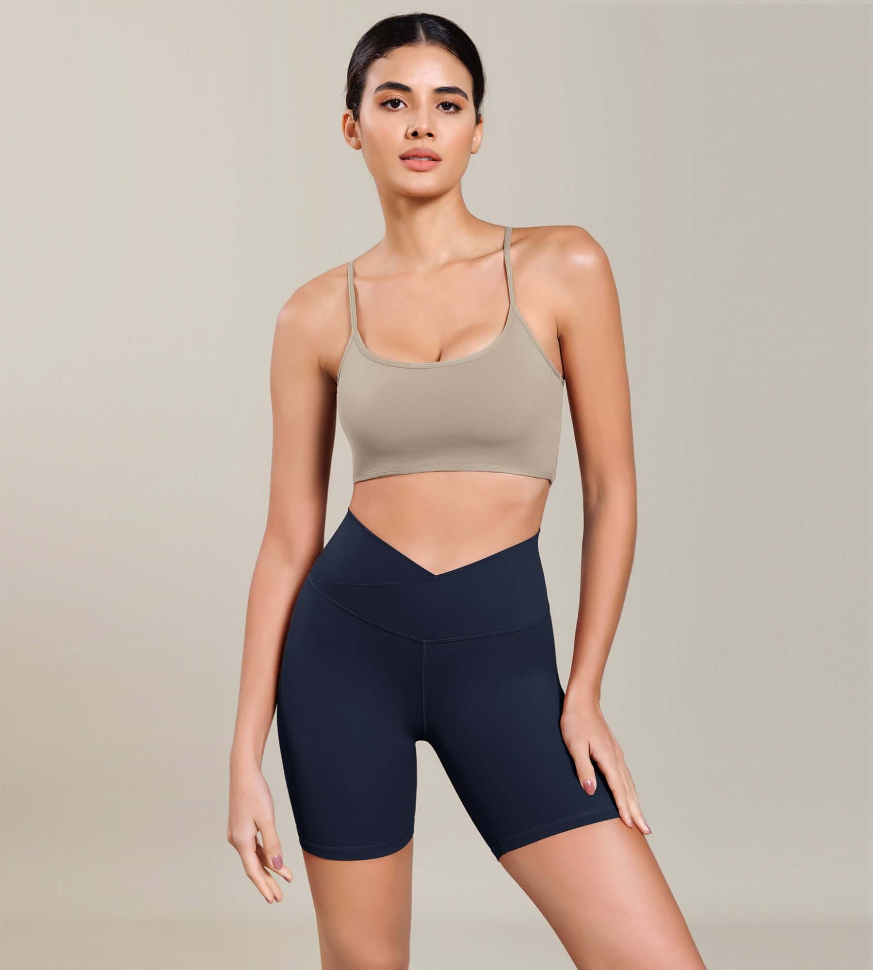 Cloud Feeling 6 Cross Waist Yoga Lounge Shorts Deep Navy - ododos