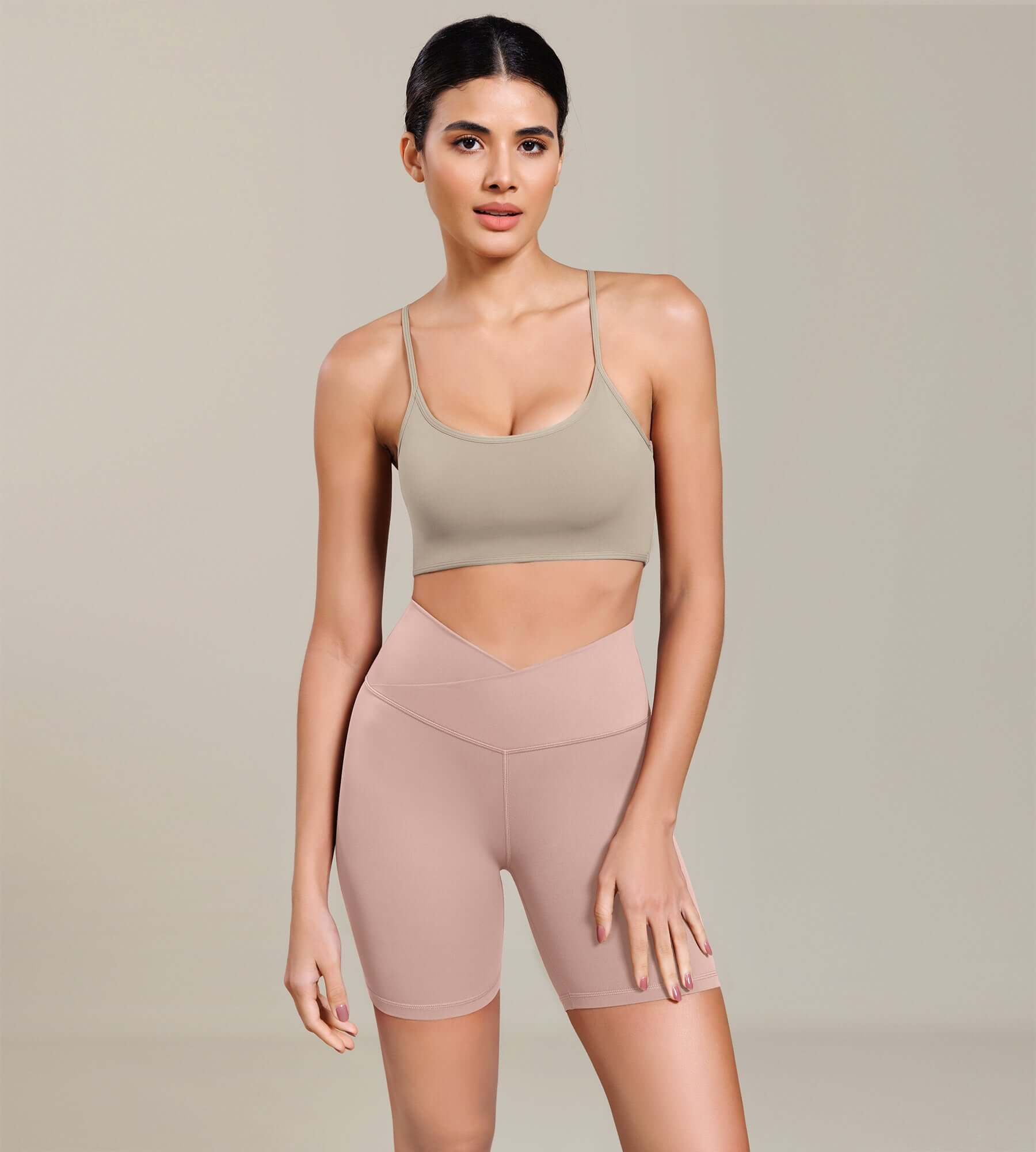 Cloud Feeling 6 Cross Waist Yoga Lounge Shorts Dusty Pink - ododos