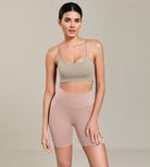 Cloud Feeling 6" Cross Waist Yoga Lounge Shorts Dusty Pink - ododos