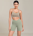 Cloud Feeling 6" Cross Waist Yoga Lounge Shorts Lime Stone - ododos