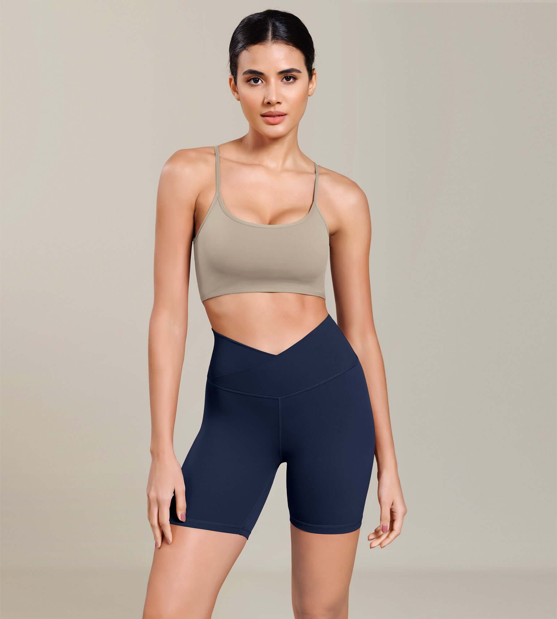 Cloud Feeling 6 Cross Waist Yoga Lounge Shorts Navy - ododos