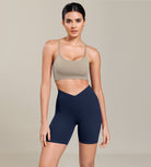 Cloud Feeling 6" Cross Waist Yoga Lounge Shorts Navy - ododos