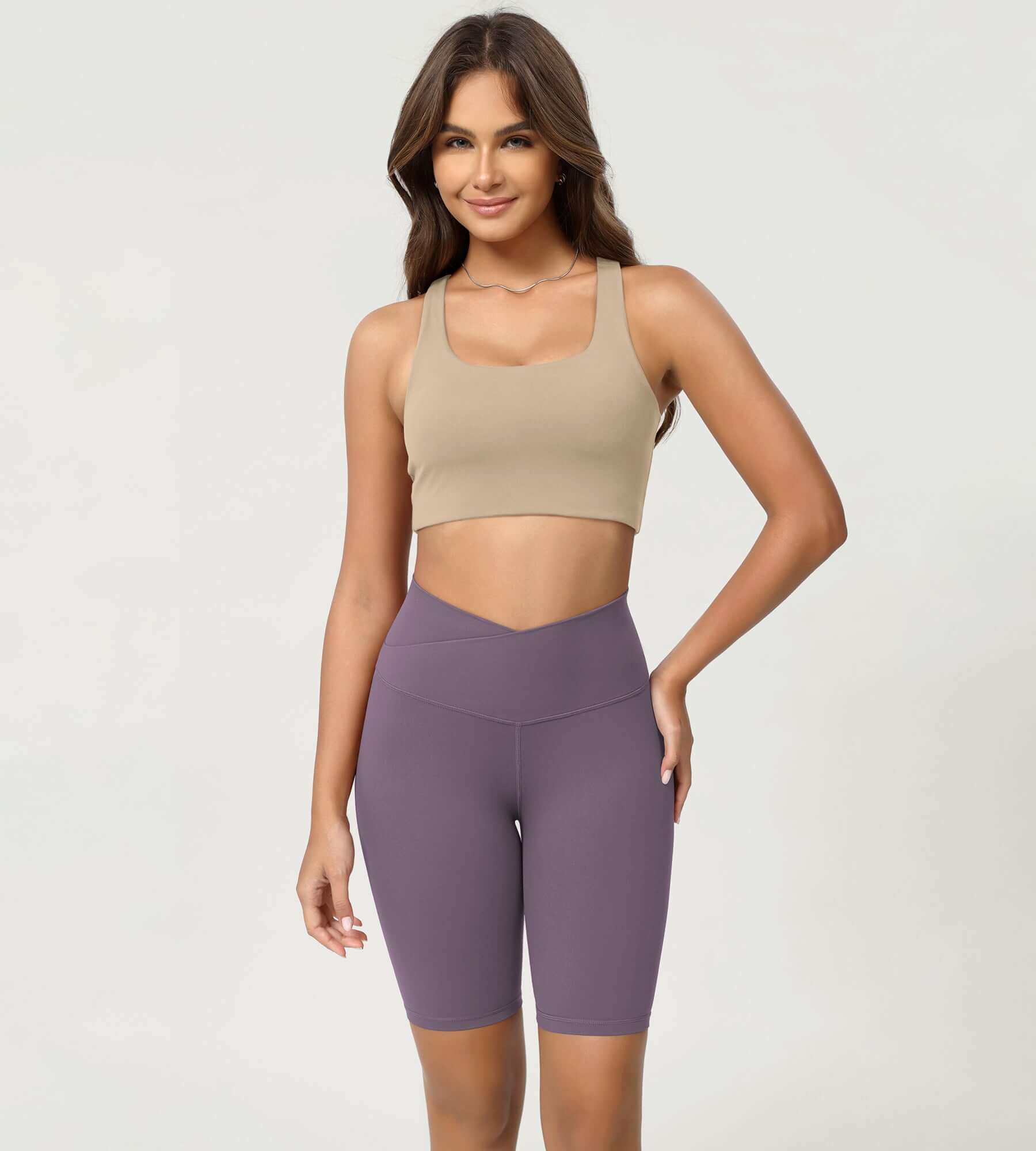 Cloud Feeling 8 Crossover Yoga Shorts Ash Violet - ododos
