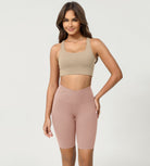 Cloud Feeling 8" Crossover Yoga Shorts Dusty Pink - ododos