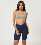 Cloud Feeling 8" Crossover Yoga Shorts Navy - ododos