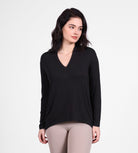 Modal Long Sleeve V-Neck T-shirt - ododos