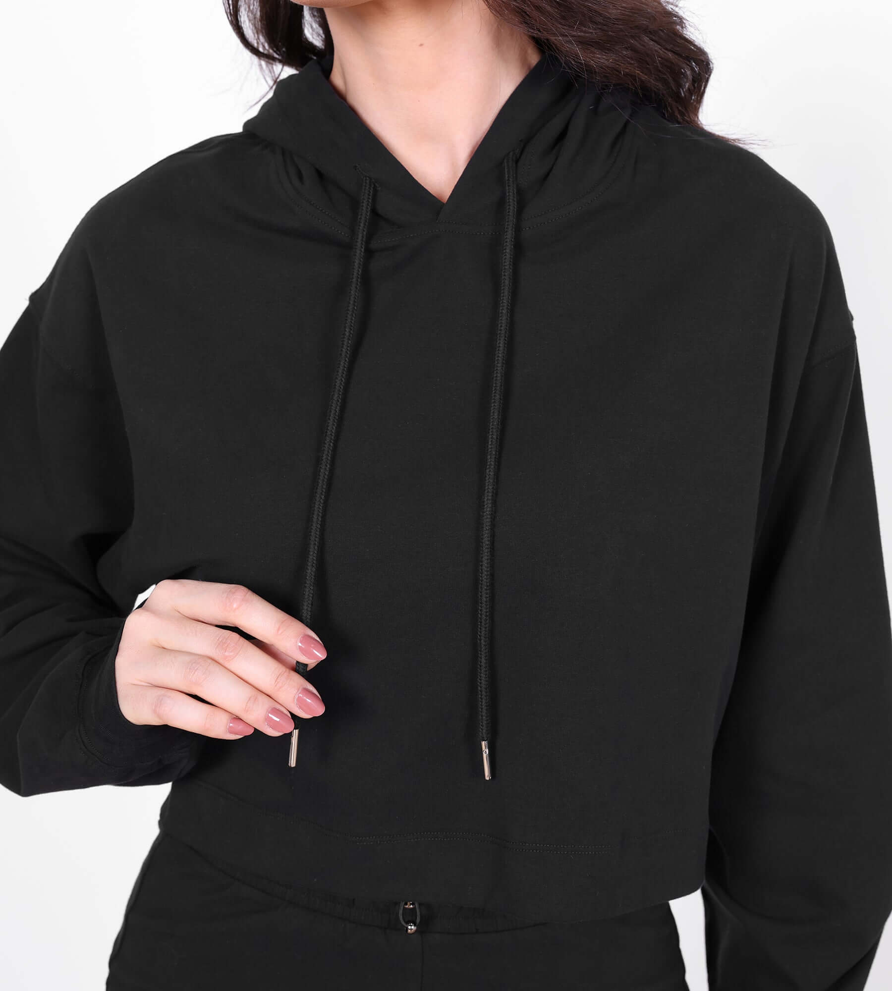 Drawstring cropped hoodie deals