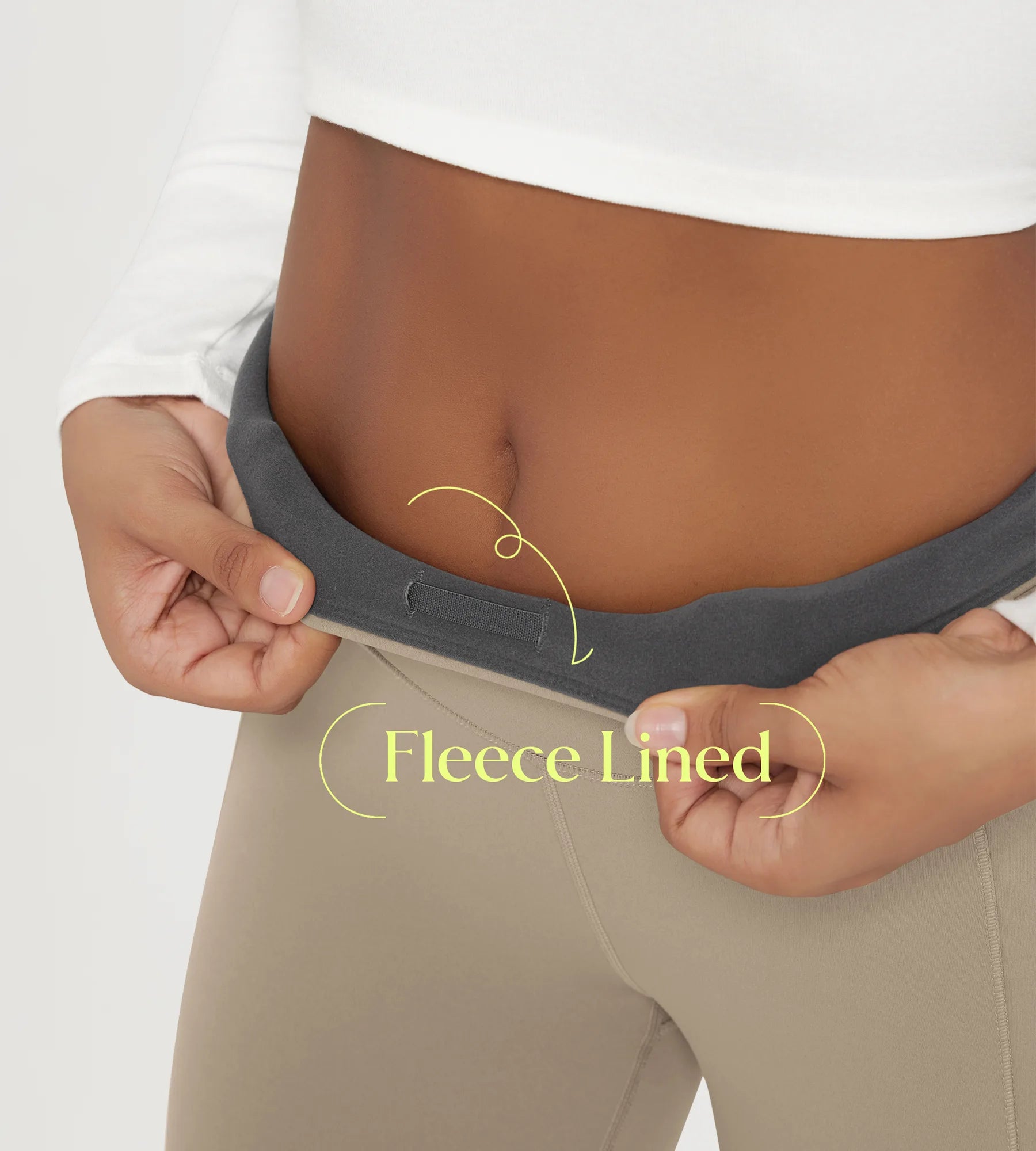 25" Fleece Lined Leggings with Pockets showing fleece lining detail on the waistband.